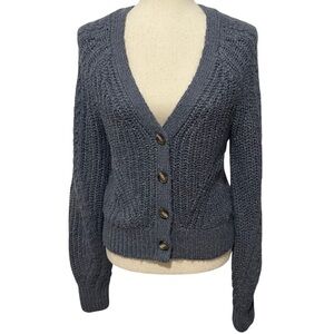 Abercrombie & Fitch Chunky Knit Cardigan Button Front Women’s M Blue
